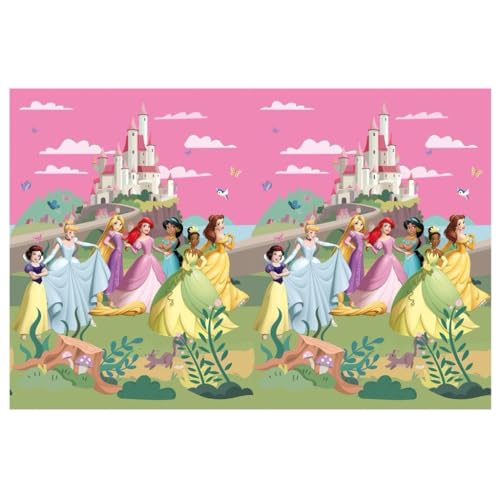 Nappe Princesse Disney - Décoration pour les anniversaires d'enfants et les fêtes à thème - Dimensions : 120 x 180 cm - Facile à nettoyer - Réutilisable - Nappe de table pour fête d'anniversaire