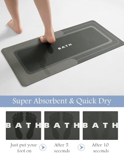 Image of MontVoo-Bath Mat-Bathroom Mat Rug Non Slip Super Absorbent Stain Resistant Quick Dry Thin Bathroom Rug-Bath Mats for Bathroom Floor Bathtub Vanity-Bathmat Bath Rug Easy Care