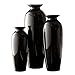 Hosley's Set of 3 Black Ceramic Vases in Gift Box. Ideal Gift for Wedding or Special Occasions for Use in Home Office, Decor, Floor Vases, Spa, Aromatherapy Settings O3