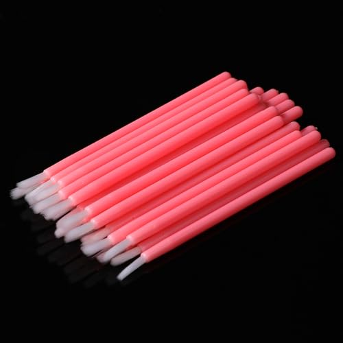 Mabor 50Pcs Disposable Makeup Lip Brushes Mini Paint Brushes for Cookies Disposable Nail Polish Brush Paint Your Own Cosmetic Lip Brush Wands, Pink, 3.54In