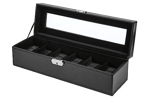 Uhrenhuette - Scatola per orologi con coperchio in vetro, con 6 griglie
