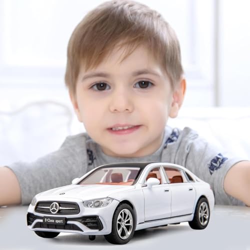 Image of 1 /32 Compatible for Benz E300l Model Car, Zinc Alloy Diecast Collectible Pull Back Toy car with Sound and Light for Kids Boy Girl Gift White