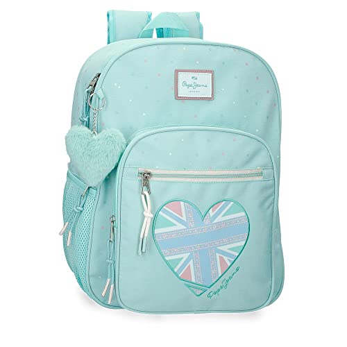 Pepe Jeans Nerea Mochila doble Compartimento Azul 30x40x13 cms Poliéster 15,6L