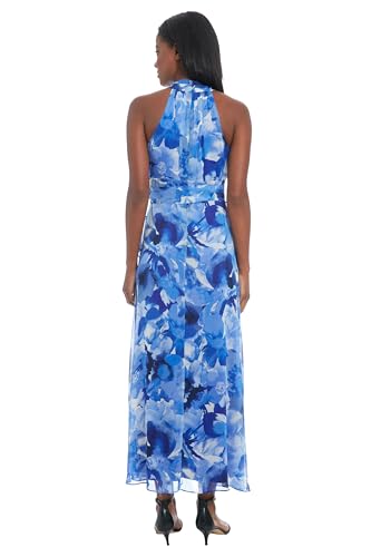 London Times V-Neck Waist Tie Ruffle Cascade Wedding Guest Dresses for Women3