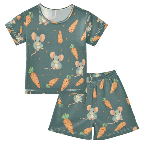 senya Short Sleeve Pajamas Sets Summer Cotton Sleepwear Mouse Carrot