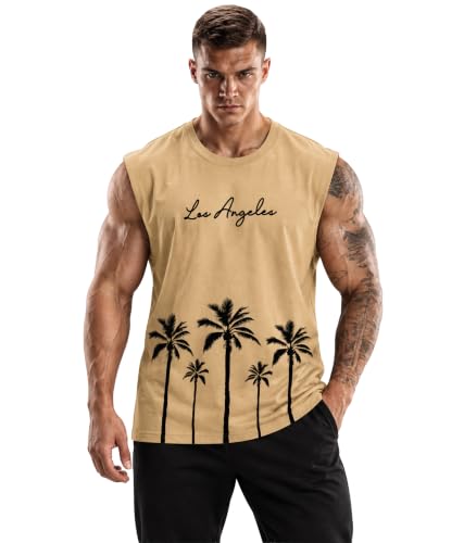 Image of SHODOX Men's 100% Cotton Tank Top | Round Neck Sleeveless Gym Vest | Loose Fit Casual Sportswear T-Shirt | Breathable & Lightweight Fitness Wear for Workout & Active Wear
