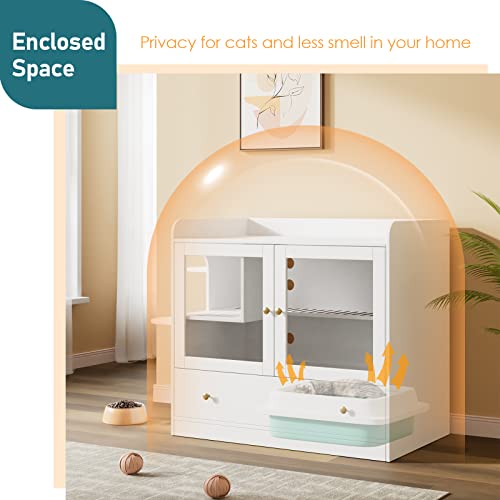 Lovinouse 180099 Luxury Cat Litter Box Enclosure, Xl Multipurpose Cat Condo Hidden Litter Box With Large Tray, Dog Proof Cat Box Furniture Suit thumb #2