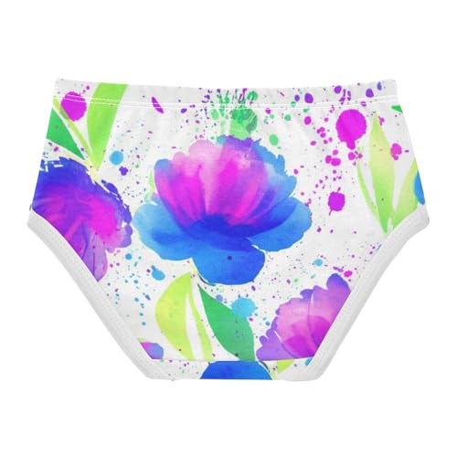 Colorful Girls Underwear Toddler 2t Cotton Girl Panties Cute Watercolor Flowers Purple Blue Briefs Underpants2