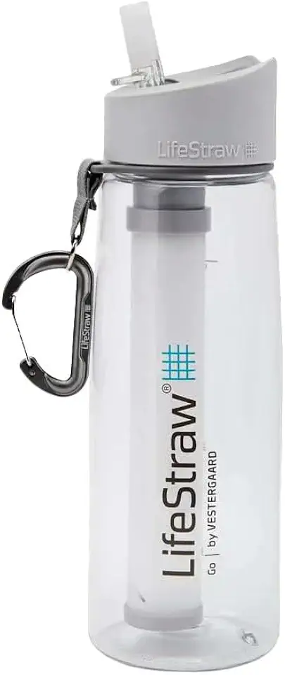 LifeStraw Garrafa de filtro de água Go com canudo de filtro integrado de 2 estágios para caminhadas, mochilas e viagens