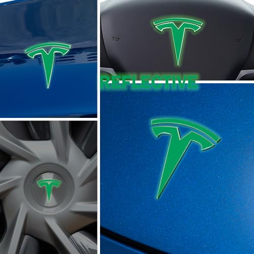 Image of IPG Compatible with Model Y Decal (8 Logo Set) Stickers Set Personalize Your Vehicle (Reflective Series - Green)