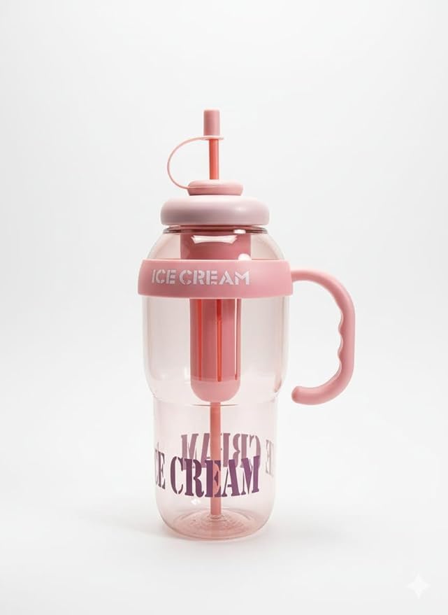 Tumbler for Gym Water Bottle with Straw & Handle | Ice Cream Insulated Transparent Leak-Proof Sports Shaker | Fitness Beverage Travel Cup Hydration Mug 1000ml, Pack of 1-image-33