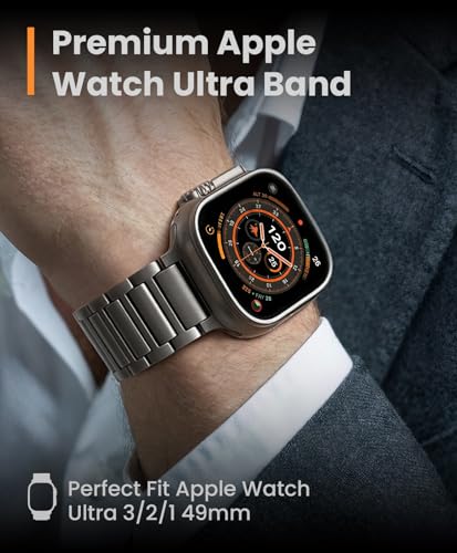 Image of Titanium Band Compatible with Apple Watch Ultra 3 /2 /1 49mm Band for Men & Series 11 /10 46mm, Grade 5 Titanium with DLC Coating for Ultra 3 Watch Band, Easy-Adjust Metal Band & Butterfly Clasp