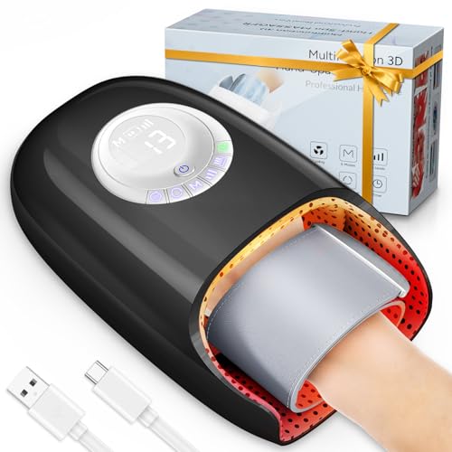 SKRFORM Hand Massager with Heat and Compression, Hand Massage for Arthritis and Carpal Tunnel Relief, 6 Modes Pressure Point Therapy, Blowing Wrist Massager, Finger & Palm Kneading, Gifts for Mom Dad