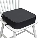 Toddler Booster Seat for Kitchen Chair, 3.5' Oxford Foam Cushion, Non-Slip Base, Adjustable Straps, Portable Dining Booster for Self-Feeding Toddlers at Home or on The Go (Dark Grey)