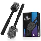 SAVEGA - Das Original - Ersatz WC Bürste aus Silikon im 2er Set - Hygienische Toilettenbürsten - Klobürste Ersatz mit ergonomischem Griff - Garantiert rostfreie Ersatztoilettenbürste – matt schwarz