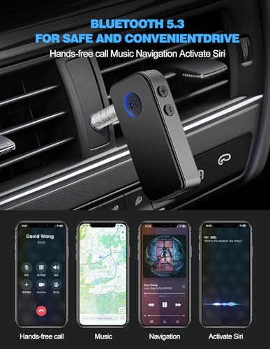 APEKX Bluetooth 5.3 Receiver for Car, Home Stereo, Speakers, and Headphones - 3.5mm Wireless Adapter with 10 Hours of Continuous Music Streaming and Playtime (Black) - Image 4