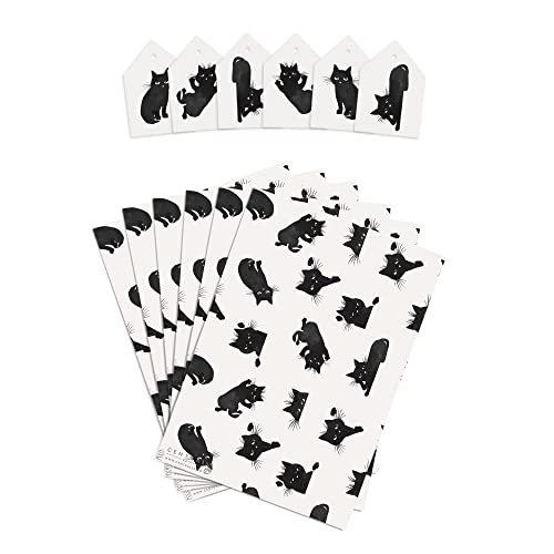 CENTRAL 23 Cat Wrapping Paper - 6 Sheets of Birthday Gift Wrap with Tags - Black Cat - White Wrapping Paper for Men & Women - Animal Gift Wrap for Kids Boys Girls - Fur Parent, Cat Mom or Dad - Thumbnail 3