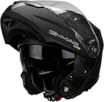 G-MAC Glide Evo P/J R22-06 Double Visor Modular Flip Up Front Motorcycle Motorbike Helmet (Satin Black, M)