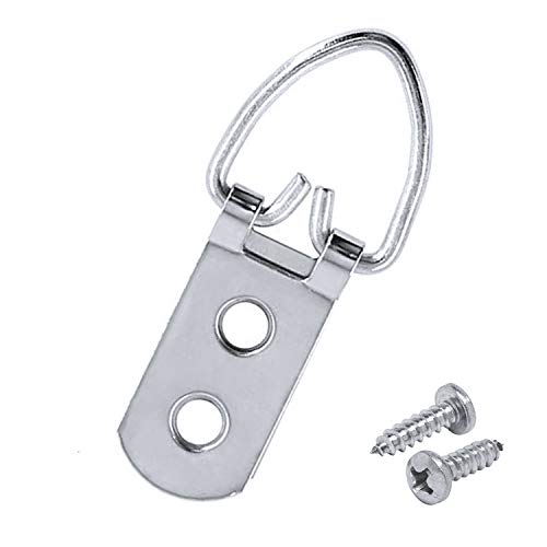Image of Medium 2 Hole Steel D-Ring Picture & Mirror Hangers with #6 1 /2 inch Pan Head Philips Screws, 100 Pack