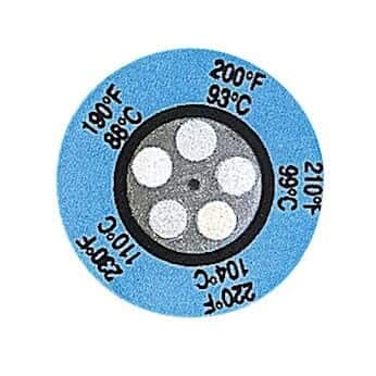 Digi-Sense Irreversible 5-Point Round Temperature Label, 140-180F/60-82C: 25/Pk