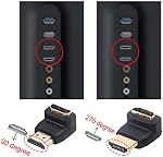 VCE HDMI 90 and 270 Degree Adapter, Right Angle HDMI 2.0 Connector Male to Female for 4K@60Hz & 3D, Wall Mounted TV/Roku Stick/Monitor