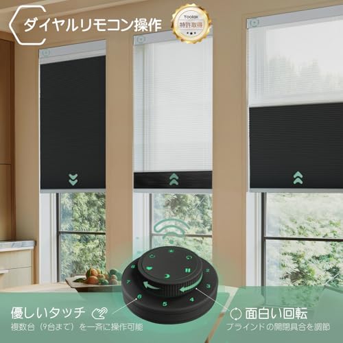 Yoolax 電動 ハニカムスクリーン ツインタイプ 1台で2役割 ハニカム構造 38mm 遮光と採光 スマートブラインド スマート操作 リモコン付き 幅広対応 色自由選択 16色展開 遮光黑＋採光白 [5]