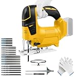 Cordless Jigsaw Compatible with Dewalt 18V 20V Battery, Electric Jig Saw with 4 Orbital Settings & Tool Free Blade Change, 45°Bevel Adjustment, 20pcs Jigsaw Blades, Ideal for Wood Plastic Metal