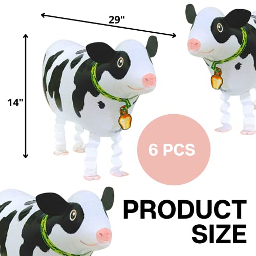 6Pcs Foil Walking Cow Balloons – Cow Walking Balloons For Farm Cowboy Western Party Mylar Black White Balloons Walking Animal Balloons For Birthday Decorations #TOP1