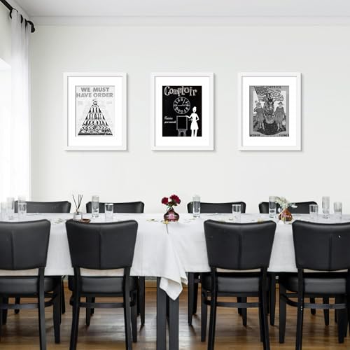 Picrit 15x19 Picture Frame 3 Pack, White Poster Frame, Display Poster 11 x 14 with Mat or 15 x 19 without Mat for Horizontal or Vertical Wall Mounting
