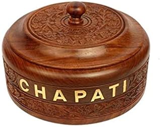 WILLART Wooden (Rosewood) Hot Pot Casserole Dish with Lid, Tortilla Bread Chapati Keeper/Warmer