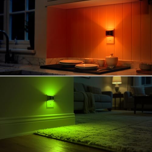 Image of DORESshop LED Night Light[4 Pack], Night Lights Plug into Wall, 8-Color RGB LED Nightlight with Motion Sensor, Dusk to Dawn Sensor, Nightlights for Adults, Bedroom, Bathroom, Hallway