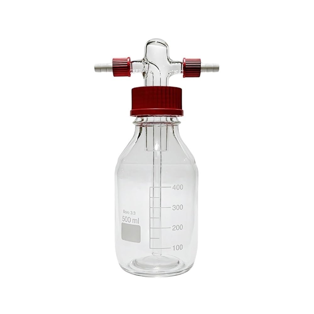 Cristalería de Laboratorio Frasco de reactivo tampón de laboratorio, cabezal de matraz graduado, tapa de polipropileno GL45 con 2 roscas, tapón de rosca GL14(500ml)