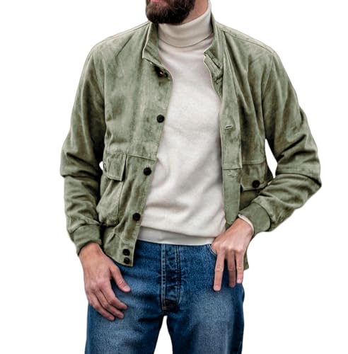 Men's Suit Jacket Vintage Suede Blazer Slim Fit Faux Leather Casual Sports Coat for Wedding Party