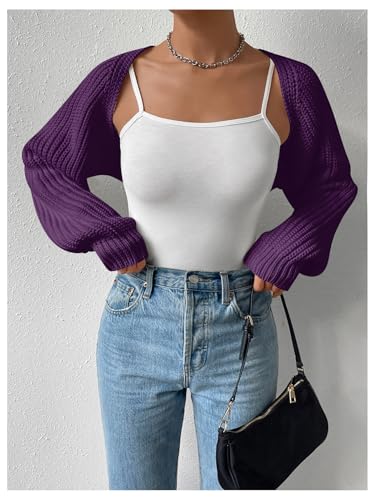 Image of Verdusa Women's Y2k Cropped Cardigan Sweaters Lightweight Knit Open Front Bolero Shrugs Spring Fall Outfits