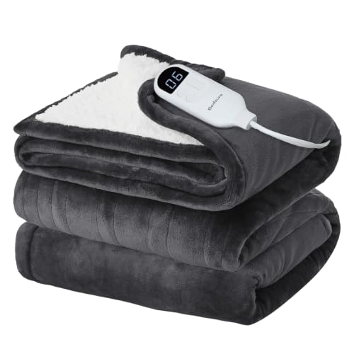Image of Bedsure Electric Blanket Full Size - Soft Flannel Heated Blanket Full, Fast Heating with 6 Time Settings (Up to 10H) & 6 Heat Settings, Warm Gift for Grandma (72x84 inches, Dark Grey)