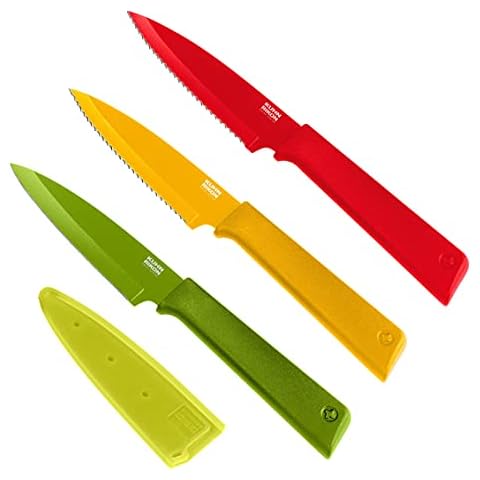 KUHN RIKON Colori+ Set of 3 Non-Stick Preparation Knife Set, Multi-Colour Cover