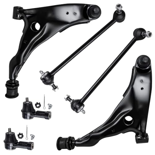 Image of Detroit Axle - 2.4L Front End Control Arms Kit for Chrysler Sebring Dodge Stratus Mitsubishi Eclipse Galant 2 Lower Control Arms w /Ball Joints 2 Outer Tie Rod Ends 2 Sway Bar Links 2001 Replacement