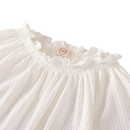 Image of Hopscotch Girls Cotton, Polyester, Spandex Solid Top and Skirt Set in White Color