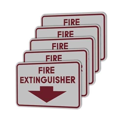 Image of Signs ByLITA Classic Framed Fire Extinguisher (Light Grey /Burgundy) - X-Large 5 Pack