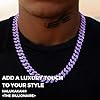 HALUKAKAH Diamond Cuban Link Necklacefor Men - Handset Purple Gem Amethyst - Rhodium Black Plated - Wide 13mm Length 50cm - With Giftbox #1
