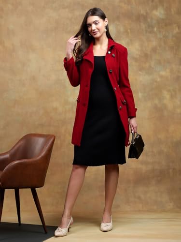 Image of KOTTY Womens Cotton Blend Standard Length Elegant Style Coat - Classic Style with Modern Detailing