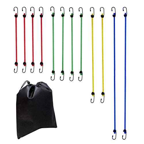 Amazon Basics Gummizüge, extra strapazierfähig, verschiedene Längen, (88cm, 59cm, 46cm, 38cm) 12 Stück, mehrfarbig