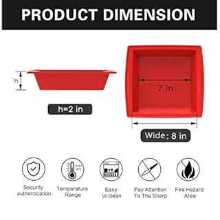 8 inch Silicone Square Cake Pans - Set of 2 - SILIVO Nonstick Silicone Brownie Pans, Silicone Baking Molds for Brownies, Cakes and Lasagnas - 8 inch Cake Pan