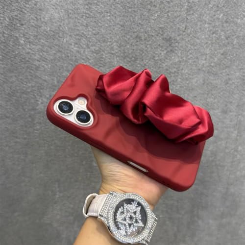 Hasiru 可愛い ケース に適合する iPhone 14Pro シリコン アイフォン 14 Pro 用の スマホケース 立体 手触り リストバンド付き レッド