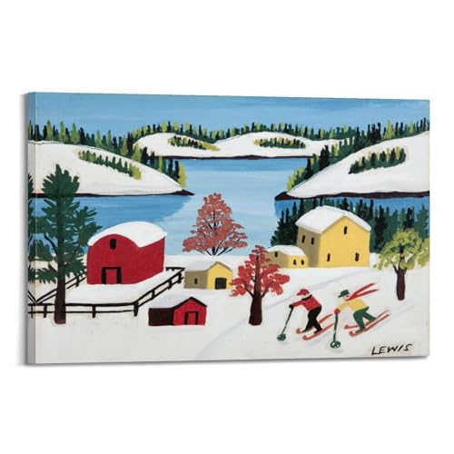 Poster Maud Lewis scène de ski poster toile 20x30 cm impression tableau decoration murale moderne