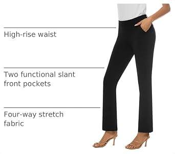 iChosy Women's Pull On Barely Bootcut Stretch Dress Pants