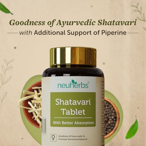 Image of Neuherbs Shatavari 60 Tablets for Women | Supports Hormonal Balance, Lactation, Energy & Immunity | Ayurvedic Herbal Supplement for Women's Wellness | No Added Preservatives