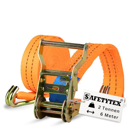 Safetytex Spanngurt 2 Tonnen - 35 mm x 6 Meter - Zweiteilig mit Spitzhaken & Ratsche - Hochwertiges Polyester - Sicherer Transport & zuverlässige Ladungssicherung (1 Stück) Safetytex Spanngurt 2 Tonnen - 35 mm x 6 Meter - Zweiteilig mit Spitzhaken & Ratsche - Hochwertiges Polyester - Sicherer Transport & zuverlässige Ladungssicherung (1 Stück)