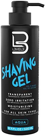 L3 Level 3 Clear Shaving Gel for Men, Non-Foaming, Aqua, 16.9 fl oz | Shave gel for straight razors, moisturizing formula, refreshing scent, no hot towel required, barber or home use