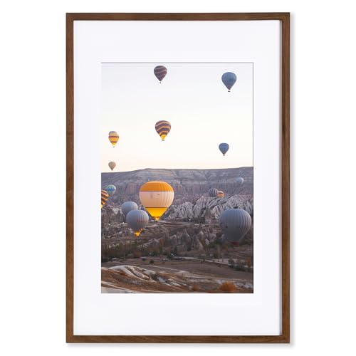 Marsmiles A2 木製写真フレーム 米国調 ナチュラルオーク 無垢材 フォトフレーム プレキシガラス付き 写真展示用 A3 マット付きまたは A2 マットなし ウォールナット 1パック